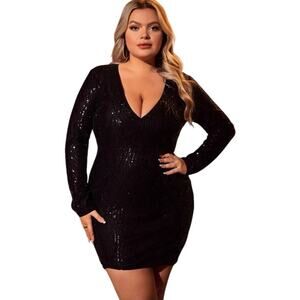 NWT! House Of Chic Curves Black Sequin Midi Dress Size 3x Holiday Party Cocktail